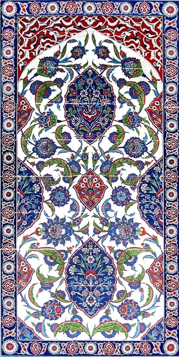 Armada Çini 100x200 Cm ED 660 Göbekli Madalyon Desenli El dekoru Çini Pano