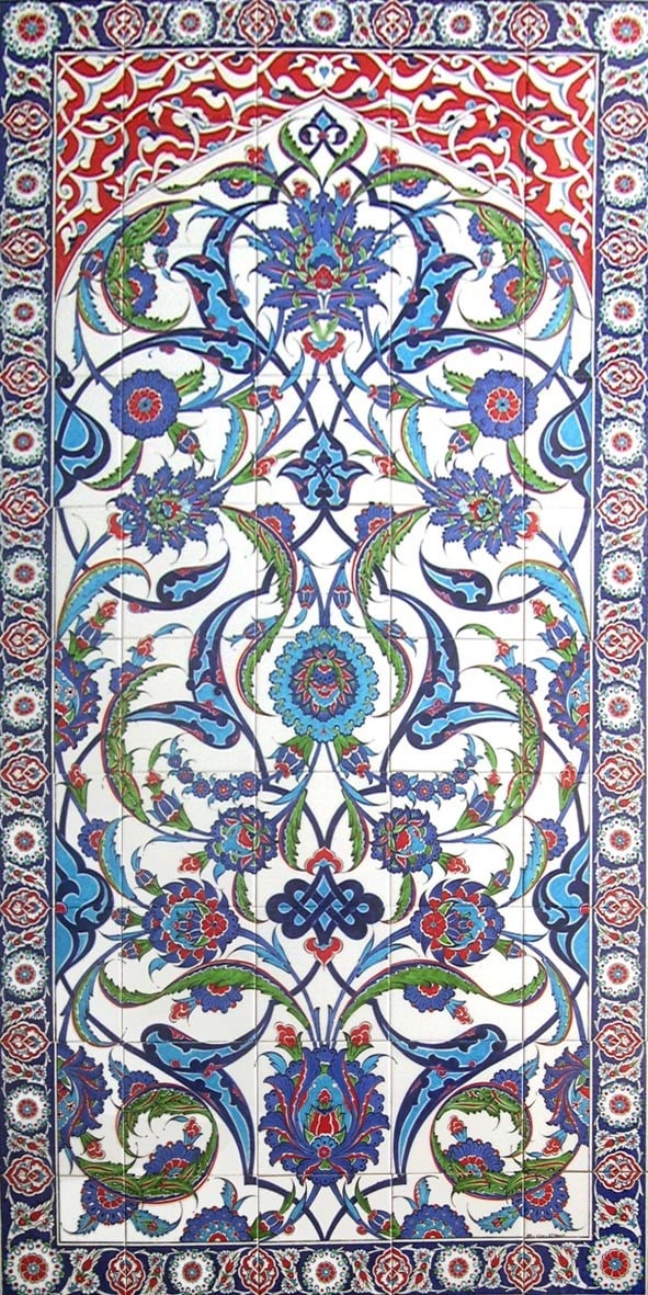 Armada Çini 100x200 Cm ED 661 Osmanlı Bahar dalı Desenli El dekoru Çini Pano