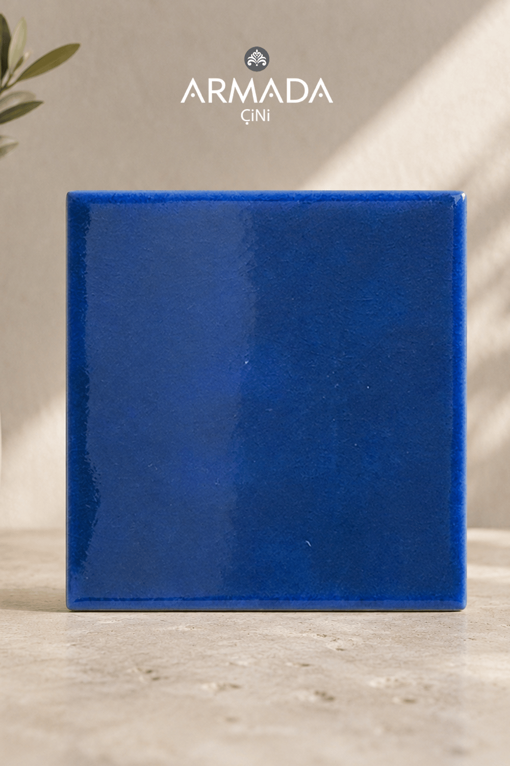 Armada Çini 12,5x12,5 Cm Düz Petrol Mavisi Çini Seramik Karo