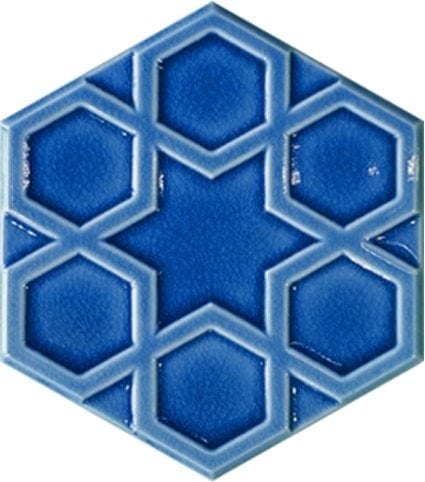 Armada Çini 15x17 Cm Rölyefli Yıldız Kobalt Altıgen Seramik