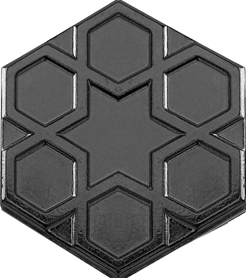 Armada Çini 15x17 Cm Rölyefli Yıldız Metalik Altıgen Seramik 