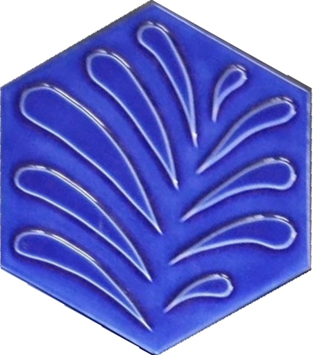 Armada Çini 15x17 Cm Yaprak Kobalt Altıgen Seramik