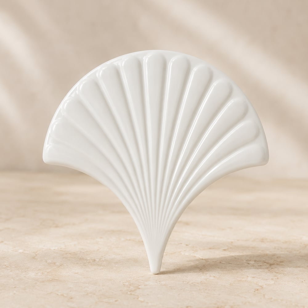 Armada Çini 17x17 cm Beyaz İstiridye Balık Pulu Seramik