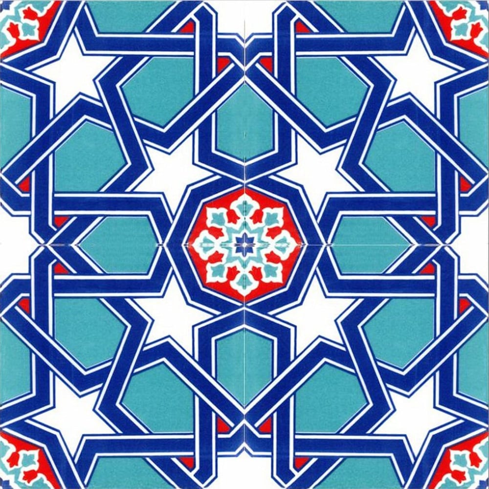 Armada Çini 20x20 Cm Ac 85 Geometrik İznik Desen Kütahya Çini Karo
