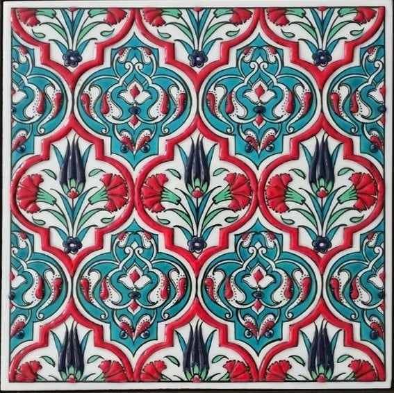 Armada Çini 20x20 Cm ED 310 Turkuaz Madalyon Eldekoru Çini Pano