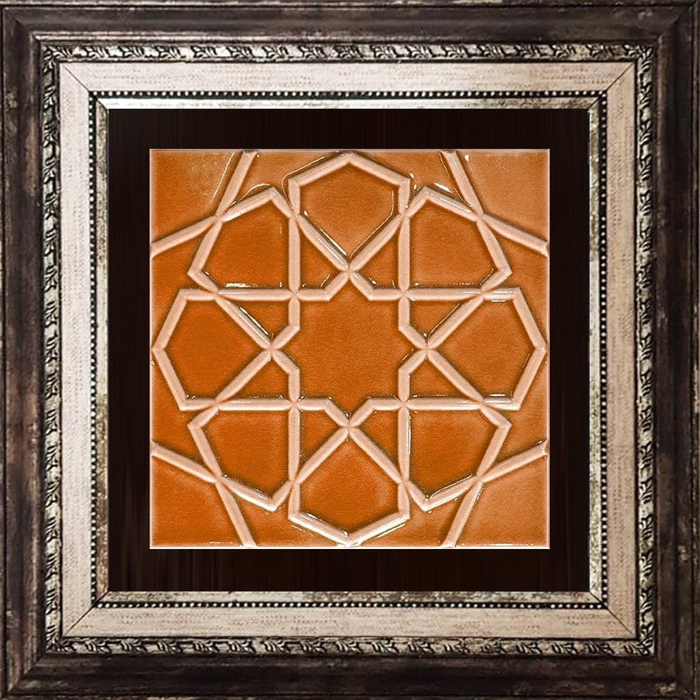 Armada Çini 20x20 Cm Rölyefli Karamel Selçuk Yıldızı Deseni Çini Karo
