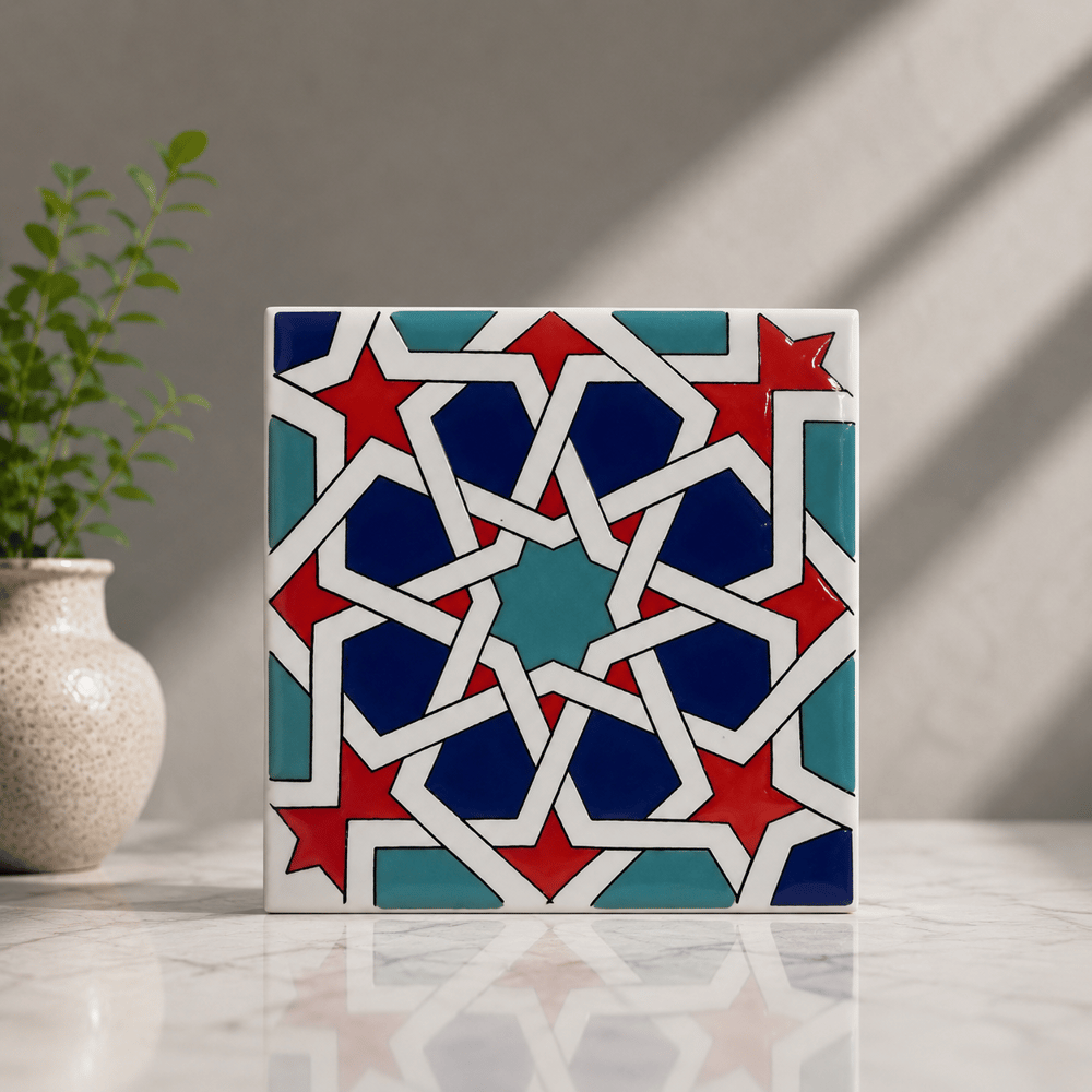 Armada Çini 20x20 Cm SP 88 Kütahya Çinisi Maroc Desenli Çini Karo