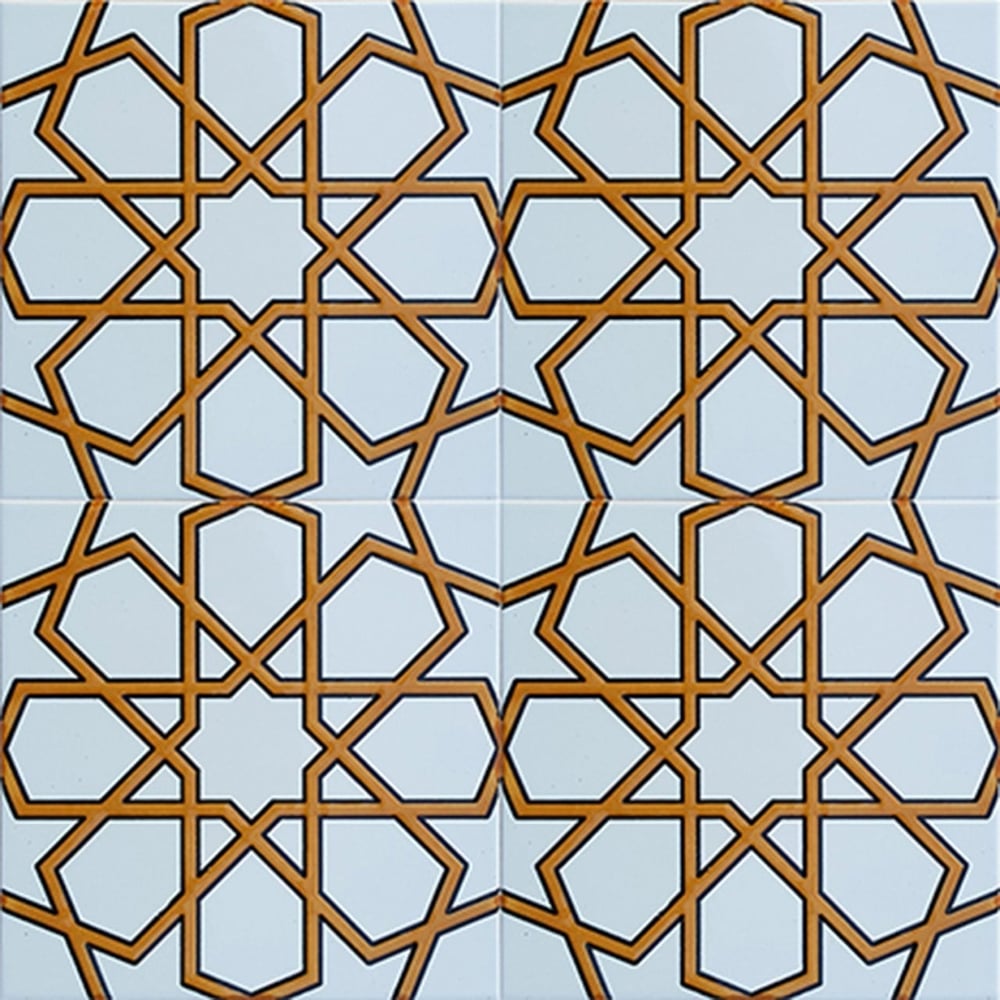 Armada Çini 20x20 Cm SP 89-v Sarı Beyaz Türkmen Yıldızı Çini Karo