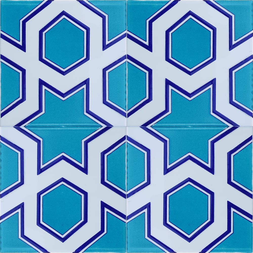 Armada Çini 20x20 Cm SP 98-v Yıldız Desenli Kütahya İznik Çini Karo