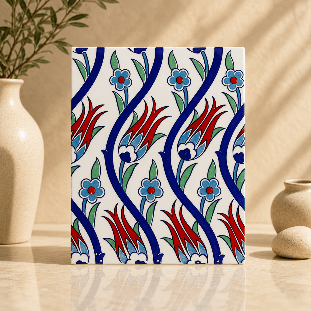 Armada Çini 20x25 Cm Ac 1020 Sarmaşık Laleli Desen Çini Seramik Karo