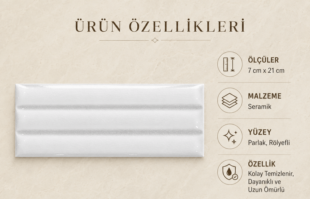 Armada Çini 7x21 Cm Bambu Beyaz  Çini Seramik