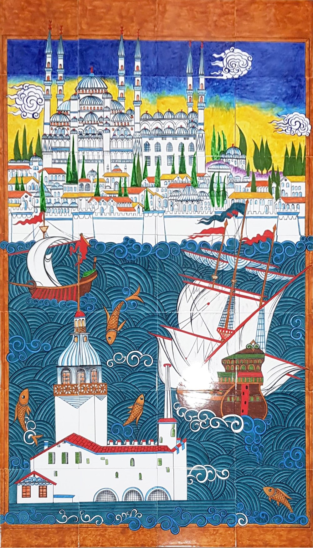 Armada Çini 80x140 Cm ED 683 İstanbul Sahnesi Çini Pano