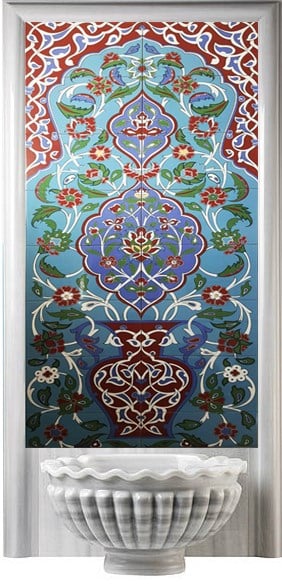 Armada Çini 80x180 Çiçek desenli Zeminli Türk Hamamı Dijital Baskı Pano