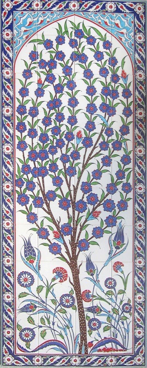 Armada Çini 80x200 Cm ED 641 Hayat Ağacı El dekoru Çini Pano