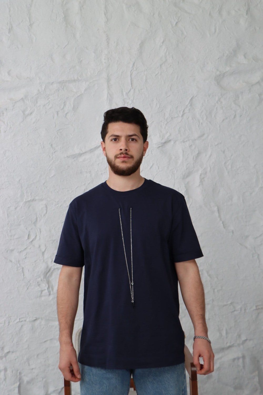 Kolyeli T-shirt Lacivert