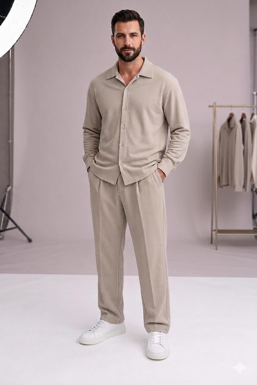 Zara Kumaş Bej Oversize Takım