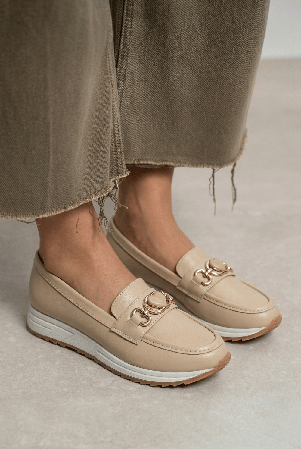 Kadın Bej Ortopedik Loafer Günlük Loafer Ayakkabı