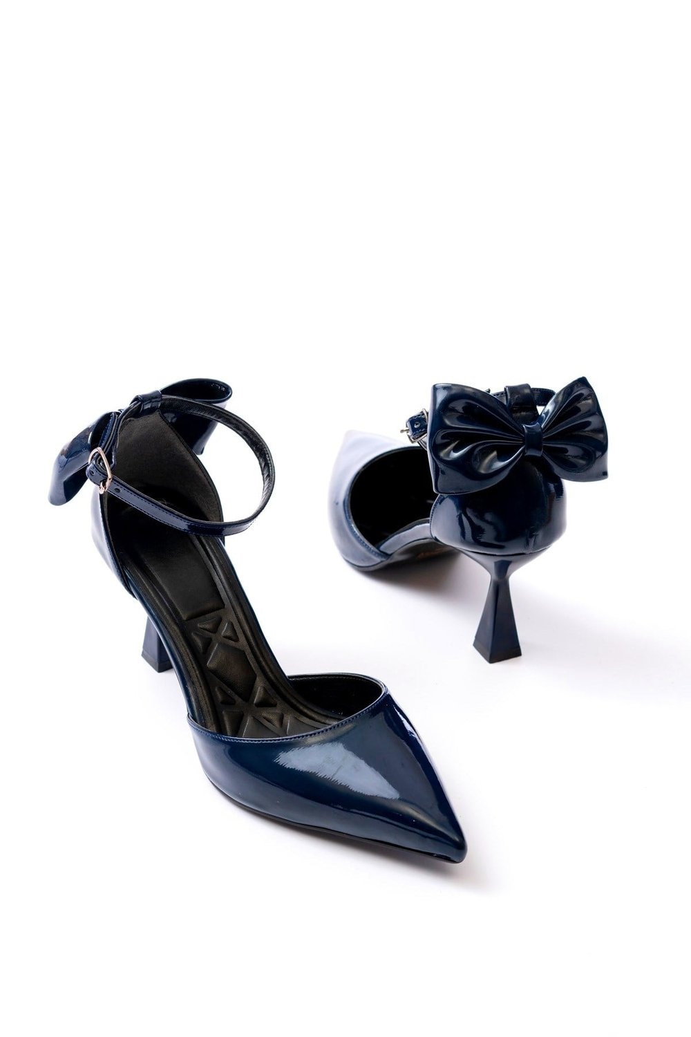 Kadın fiyonklu🎀 Abiye Rugan Topuklu 7cm şık Ayakkabı