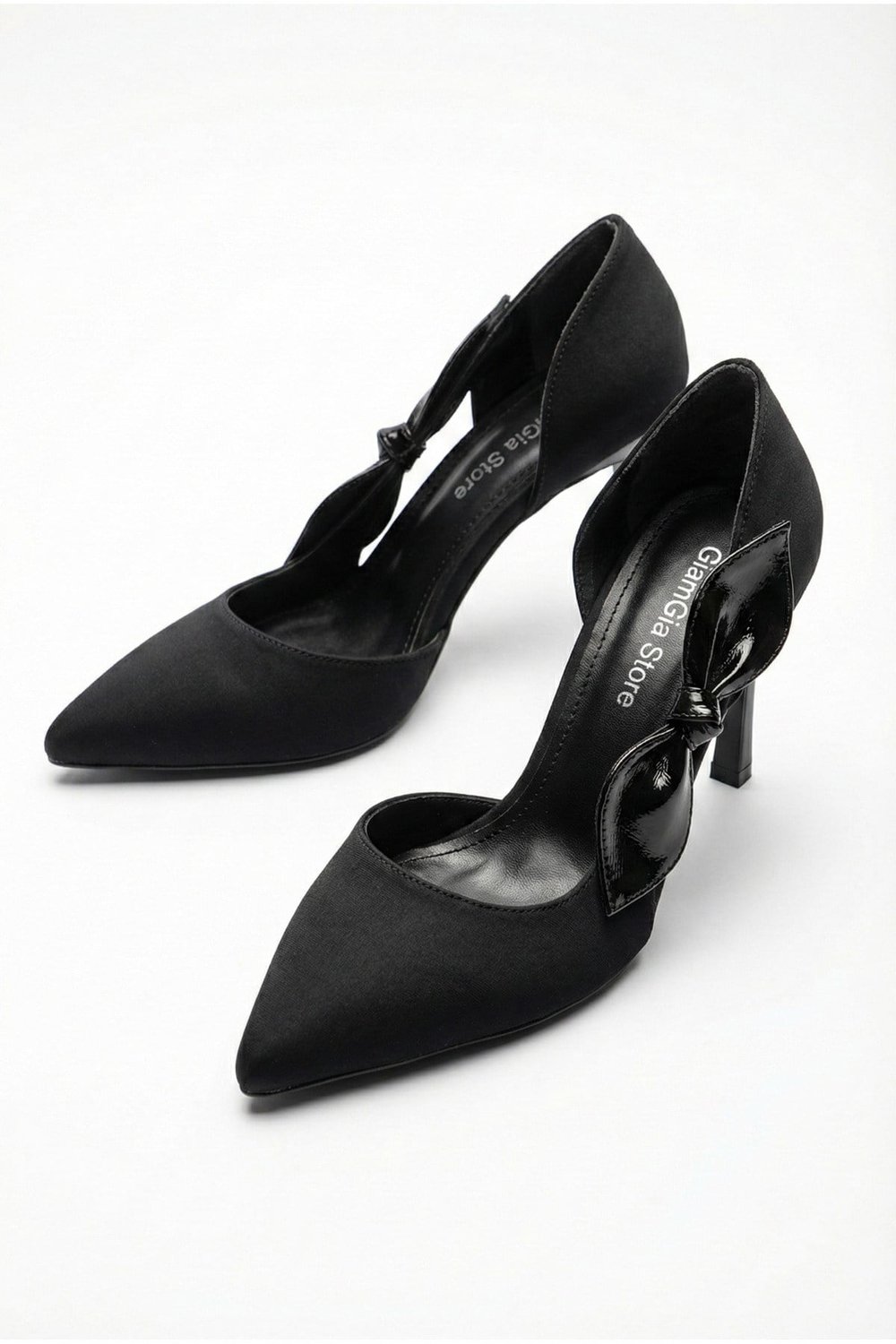 Kadın Saten Fiyonklu Sivri Burun 9 cm İnce Topuklu Stiletto Abiye Ayakkabı