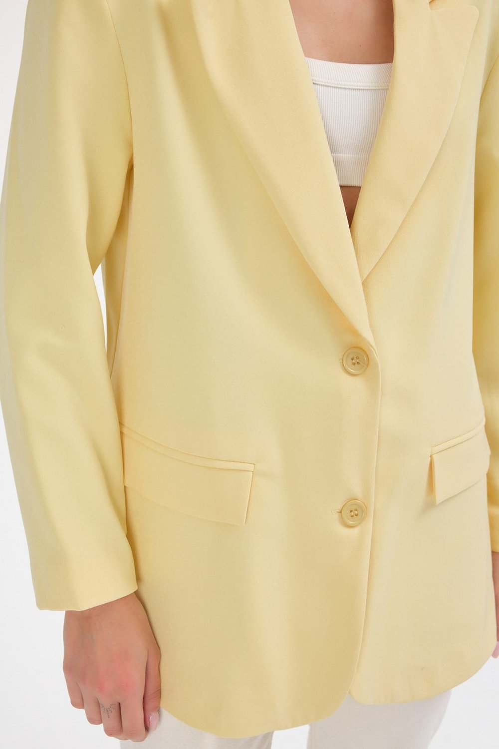 Kadın Oversize Sarı Blazer Ceket