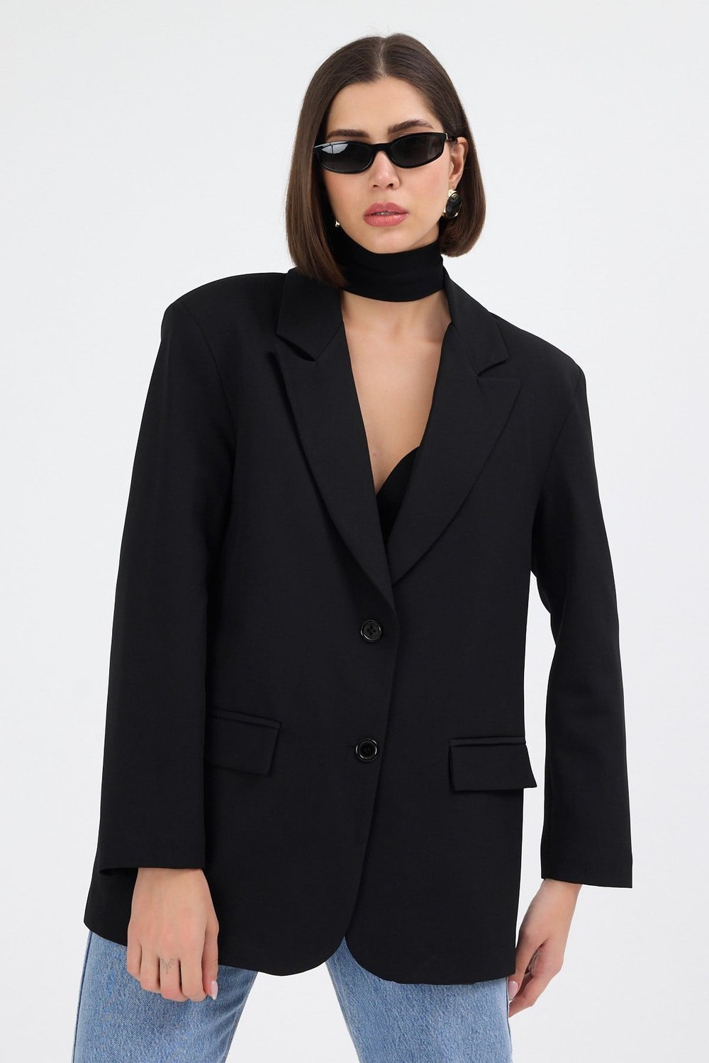 Kadın Oversize Siyah Blazer Ceket