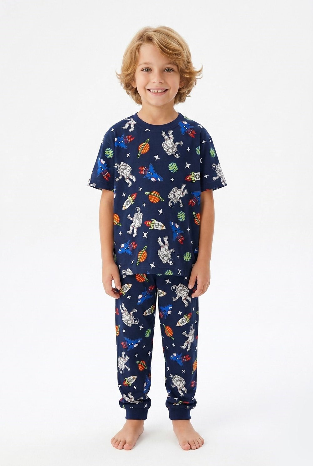 Erkek Çocuk Oyun Konsolu Desenli Kısa Kollu Yazlık Pijama Takımı %100 Pamuk Süprem Penye