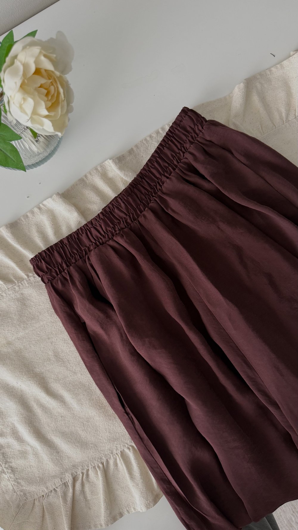 Keten Karışımlı Pantolon Mürdüm
