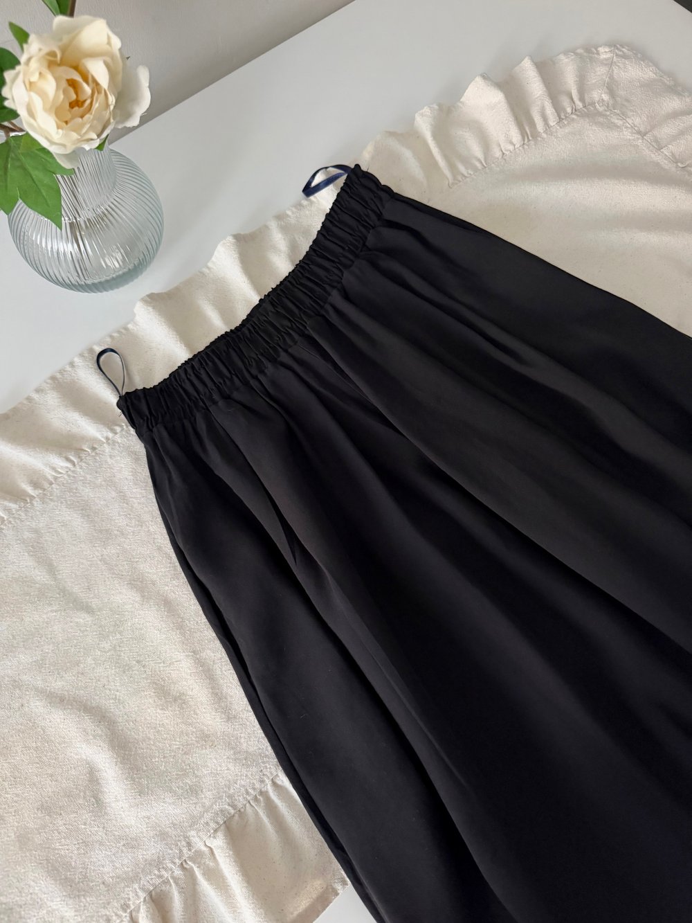 Keten Karışımlı Pantolon Siyah
