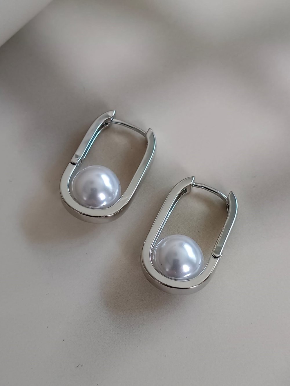 İnci Detaylı Küpe Silver