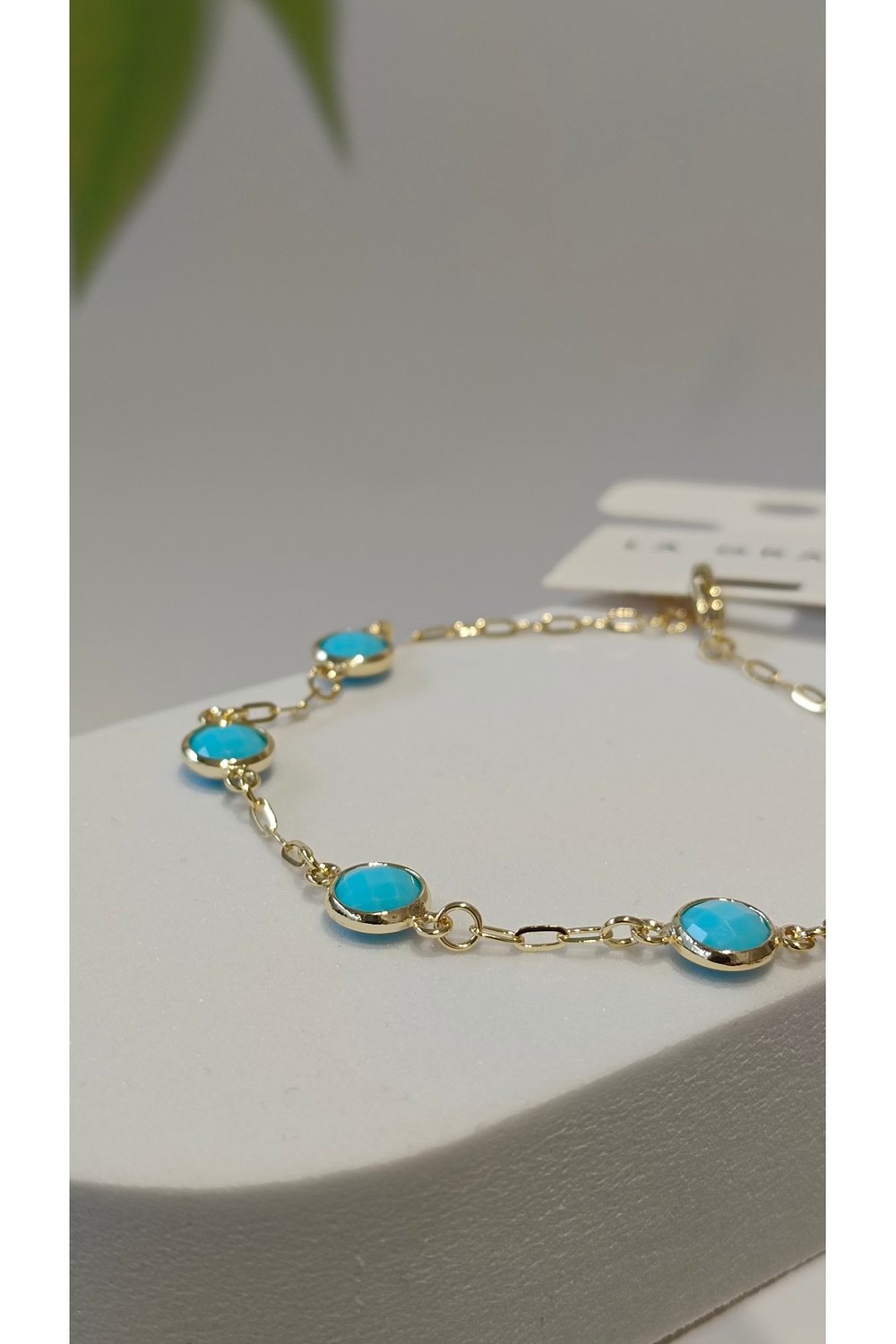 Mavi Taşlı Gold Bileklik