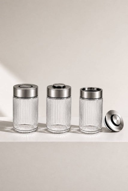 3lü Premium Airtight Diamond Cam Saklama Kavanozu Seti 1000 cc