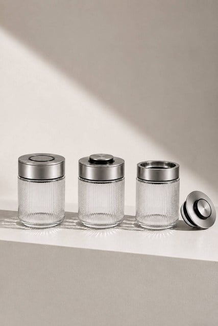 3lü Premium Airtight Diamond Cam Saklama Kavanozu Seti 650 cc