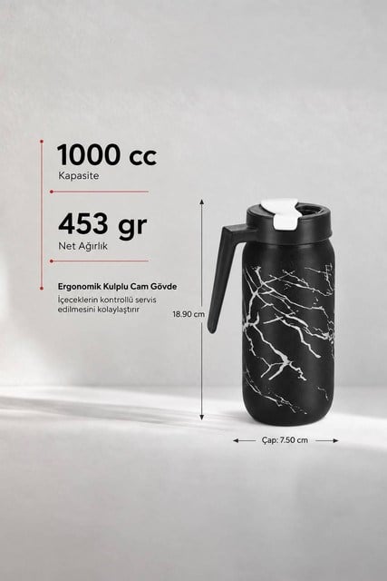 Çok Amaçlı Kulplu Cam Sürahi 1000 cc