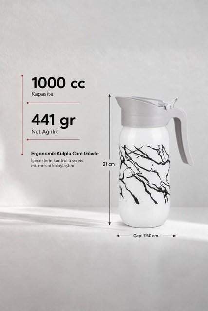 Çok Amaçlı Kulplu Cam Sürahi 1000 cc