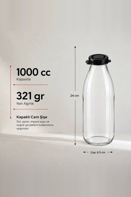 Cam İçecek Şişesi 1000 cc