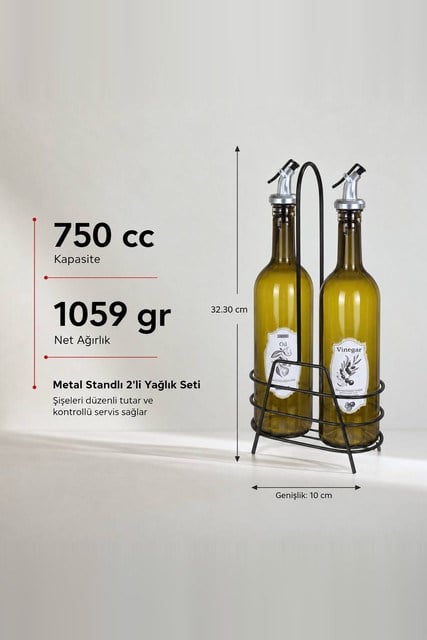 2li Metal Standlı Cam Yağlık Seti 750 cc