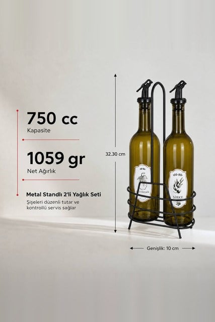 2li Metal Standlı Cam Yağlık Seti 750 cc