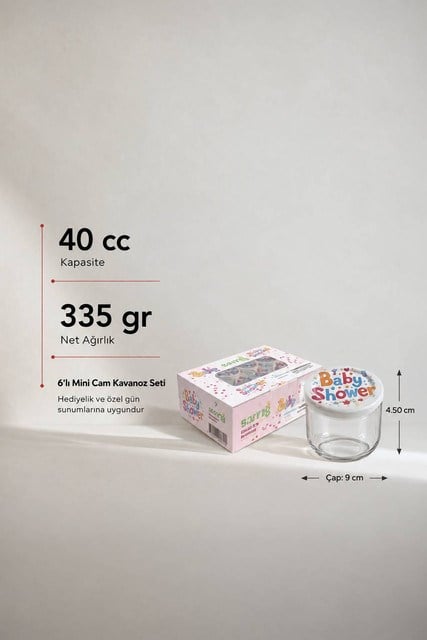 6lı Cam Kavanoz Seti 33 cc Baby Shower