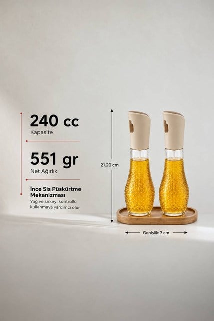 2li Bambu Standlı Sprey Yağlık ve Sirkelik Seti 240 cc