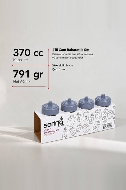 4’lü Cam Baharatlık Seti 300 cc