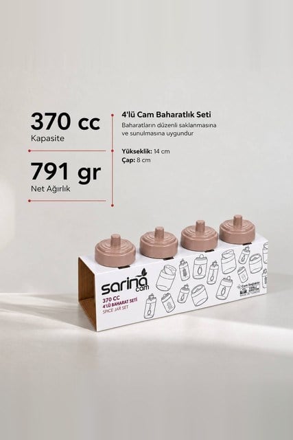 4’lü Cam Baharatlık Seti 300 cc