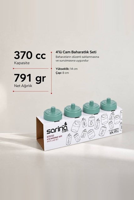 4’lü Cam Baharatlık Seti 300 cc