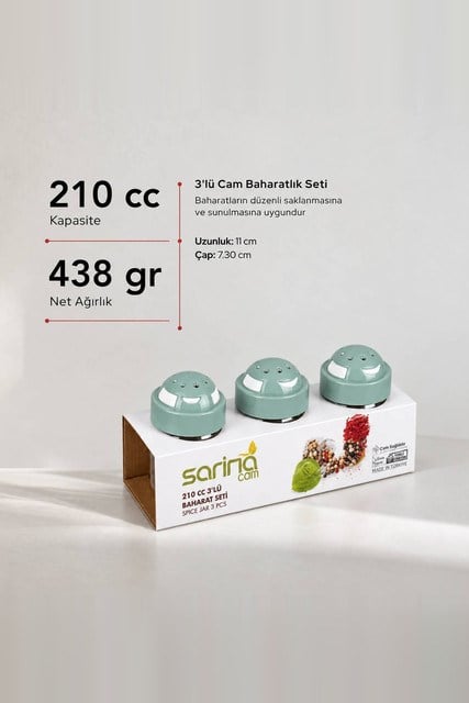 3’lü Cam Baharatlık Seti 210 cc 