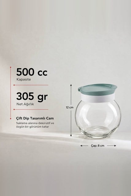 Çift Dip Tasarımlı Cam Kavanoz 500 cc