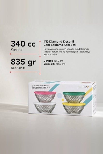 4lü Diamond Cam Saklama Kabı Seti