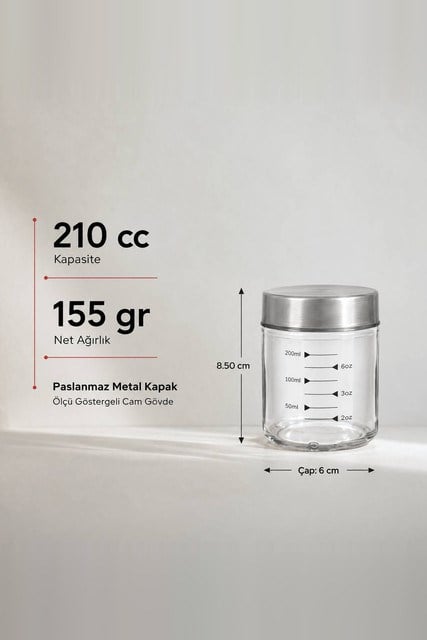 Metal Kapaklı Ölçülü Baharatlık 210 cc