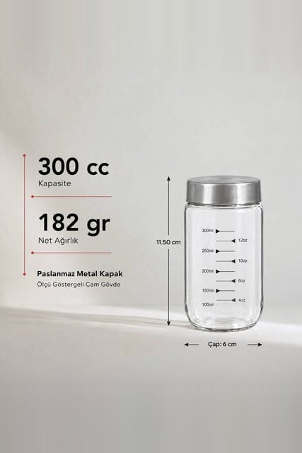Metal Kapaklı Ölçülü Baharatlık 300 cc