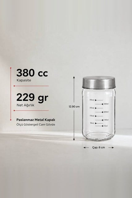 Metal Kapaklı Ölçülü Baharatlık 380 cc