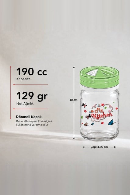 Dekoratif Kristal Cam Baharatlık 190 cc