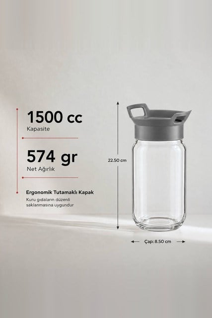 Kulplu Cam Kavanoz 1500 cc